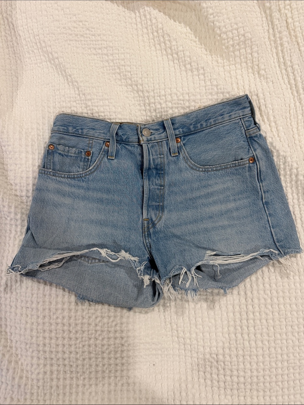 Levi's Light Blue Distressed Cutoff Denim Shorts